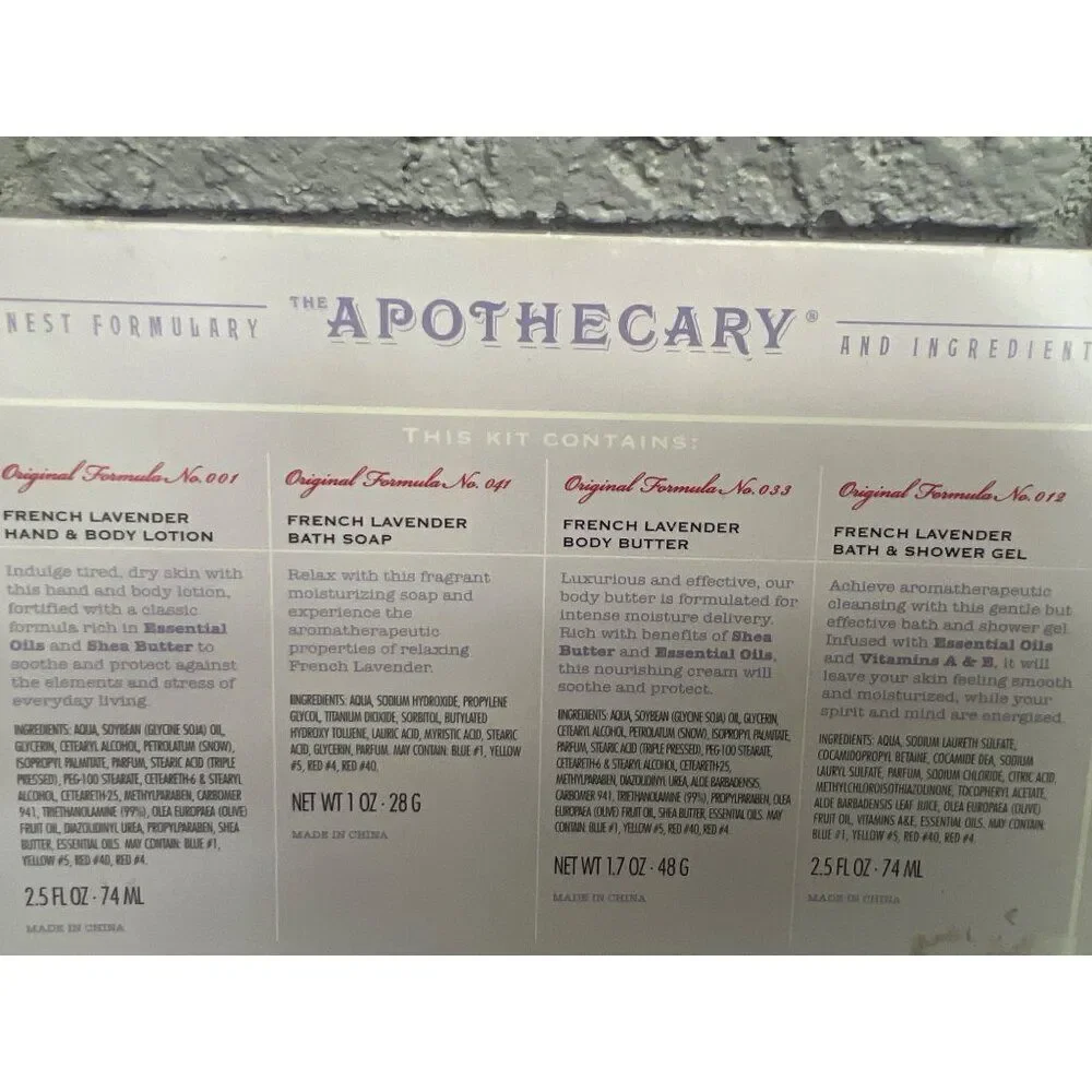 Apothecary Soothing French Lavender Bath Collection 4 PCS Gift Set